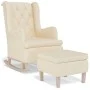 Armchair with rocking legs and cream fabric stool by , Armchairs - Ref: Foro24-3121281, Price: 293,17 €, Discount: %