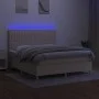 Box spring bed mattress and LED lights cream fabric 160x200 cm by , Beds and slatted bases - Ref: Foro24-3135610, Price: 585,...