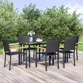 Garden dining set 7 pieces black synthetic rattan by , Garden sets - Ref: Foro24-3156685, Price: 467,58 €, Discount: %