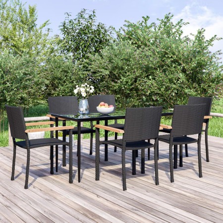 Garden dining set 7 pieces black synthetic rattan by , Garden sets - Ref: Foro24-3156685, Price: 497,56 €, Discount: %