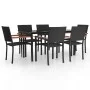 Juego de comedor de jardín 7 piezas ratán sintético negro de , Conjuntos de jardín - Ref: Foro24-3156685, Precio: 489,43 €, D...