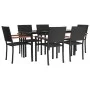 Juego de comedor de jardín 7 piezas ratán sintético negro de , Conjuntos de jardín - Ref: Foro24-3156685, Precio: 489,43 €, D...
