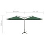Doppelter Sonnenschirm mit grünem Stahlmast 600x300 cm von , Sonnenschirme - Ref: Foro24-312554, Preis: 160,33 €, Rabatt: %