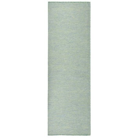 Alfombra de exterior de tejido plano turquesa 80x250 cm de , Alfombras - Ref: Foro24-340800, Precio: 45,22 €, Descuento: %