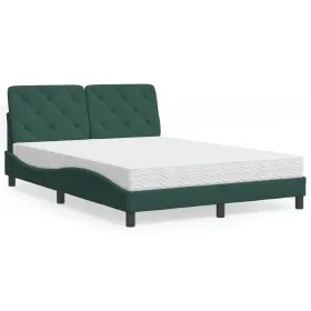 Cama con colchón terciopelo verde oscuro 140x190 cm de , Camas y somieres - Ref: Foro24-3208655, Precio: 394,65 €, Descuento: %