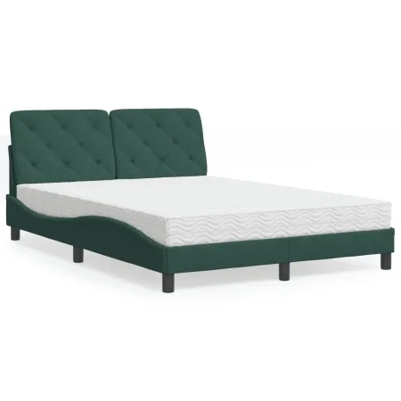 Cama con colchón terciopelo verde oscuro 140x190 cm de , Camas y somieres - Ref: Foro24-3208655, Precio: 394,80 €, Descuento: %