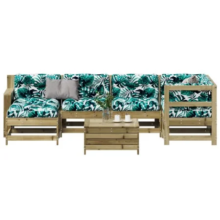 Juego de muebles jardín 7 pzas y cojines madera pino impregnada by , Garden sets - Ref: Foro24-3250923, Price: 757,42 €, Disc...