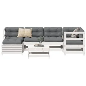 Juego de sofás de jardín 7 pzas madera maciza de pino blanco by , Garden sets - Ref: Foro24-3250909, Price: 470,57 €, Discoun...