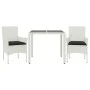 Set comedor jardín 3 pzas cojines ratán sintético vidrio blanco by , Garden sets - Ref: Foro24-3278579, Price: 246,77 €, Disc...