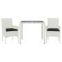 Set comedor jardín 3 pzas cojines ratán sintético vidrio blanco by , Garden sets - Ref: Foro24-3278579, Price: 225,58 €, Disc...