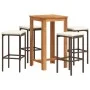 Gartentisch und 5-teilige Gartenhocker aus Akazienholz und braunem PE-Rattan von , Gartensets - Ref: Foro24-3295269, Preis: 2...