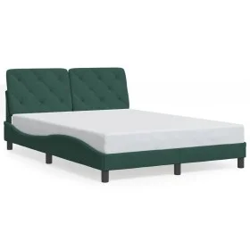 Estructura de cama luces LED terciopelo verde oscuro 140x190 cm de , Camas y somieres - Ref: Foro24-3213852, Precio: 216,24 €...