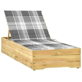 Sonnenliege mit imprägniertem Kissen aus kieferngrauem Karomuster von , Liegen - Ref: Foro24-3065923, Preis: 162,16 €, Rabatt: %