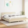 Box spring bed with cream fabric mattress 160x200 cm by , Beds and slatted bases - Ref: Foro24-3140710, Price: 494,48 €, Disc...
