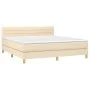 Box spring bed with cream fabric mattress 160x200 cm by , Beds and slatted bases - Ref: Foro24-3140710, Price: 494,48 €, Disc...