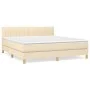 Box spring bed with cream fabric mattress 160x200 cm by , Beds and slatted bases - Ref: Foro24-3140790, Price: 484,23 €, Disc...