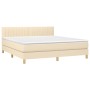 Box spring bed with cream fabric mattress 160x200 cm by , Beds and slatted bases - Ref: Foro24-3140790, Price: 497,29 €, Disc...