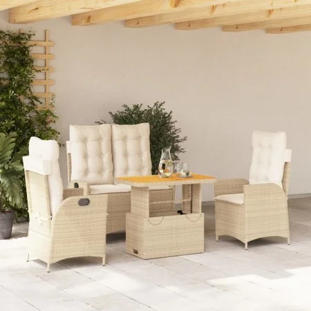 Garden dining set with cushions 4 pieces beige synthetic rattan by , Garden sets - Ref: Foro24-3277479, Price: 571,68 €, Disc...