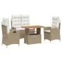Garden dining set with cushions 4 pieces beige synthetic rattan by , Garden sets - Ref: Foro24-3277479, Price: 571,68 €, Disc...