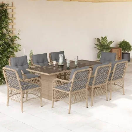 9-teiliges Garten-Essset mit beigen Kissen aus synthetischem Rattan von , Gartensets - Ref: Foro24-3212065, Preis: 1,00 €, Ra...
