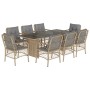9-teiliges Garten-Essset mit beigen Kissen aus synthetischem Rattan von , Gartensets - Ref: Foro24-3212065, Preis: 974,61 €, ...