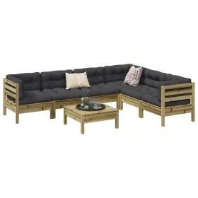 7-piece garden sofa set with impregnated pine wood cushions by , Garden sets - Ref: Foro24-3299473, Price: 580,28 €, Discount: %
