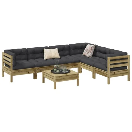 7-piece garden sofa set with impregnated pine wood cushions by , Garden sets - Ref: Foro24-3299473, Price: 580,28 €, Discount: %