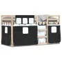 Litera con cortinas madera maciza pino blanco y negro 90x200 cm de , Camas y somieres - Ref: Foro24-3283892, Precio: 201,30 €...