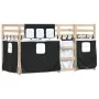 Litera con cortinas madera maciza pino blanco y negro 90x200 cm de , Camas y somieres - Ref: Foro24-3283892, Precio: 201,30 €...