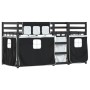 Bunk bed with black and white pine solid wood curtains 90x200 cm by , Beds and slatted bases - Ref: Foro24-3283934, Price: 30...