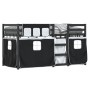 Bunk bed with black and white pine solid wood curtains 90x200 cm by , Beds and slatted bases - Ref: Foro24-3283934, Price: 30...