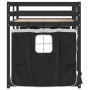 Bunk bed with black and white pine solid wood curtains 90x200 cm by , Beds and slatted bases - Ref: Foro24-3283934, Price: 30...