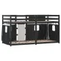 Etagenbett mit Vorhängen aus schwarzem und weißem Kiefernholz, 90 x 200 cm von , Betten und Lattenroste - Ref: Foro24-3283934...