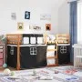 Bunk bed with black and white pine solid wood curtains 80x200 cm by , Beds and slatted bases - Ref: Foro24-3283922, Price: 17...
