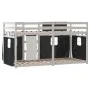 Bunk bed with black and white pine solid wood curtains 80x200 cm by , Beds and slatted bases - Ref: Foro24-3283901, Price: 16...