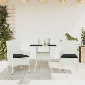 Garden dining set 3 pieces with white glass synthetic rattan cushions by , Garden sets - Ref: Foro24-3278613, Price: 209,08 €...