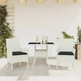 Garden dining set 3 pieces with white glass synthetic rattan cushions by , Garden sets - Ref: Foro24-3278613, Price: 218,28 €...