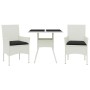 Garden dining set 3 pieces with white glass synthetic rattan cushions by , Garden sets - Ref: Foro24-3278613, Price: 209,08 €...