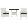 Set comedor jardín 3 pzas cojines ratán sintético vidrio blanco de , Conjuntos de jardín - Ref: Foro24-3278613, Precio: 218,2...