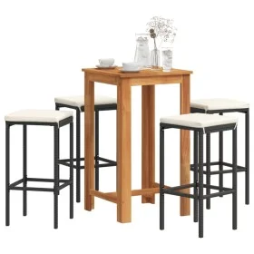 Garden table and stools 5 pcs acacia wood PE rattan black by , Garden sets - Ref: Foro24-3295270, Price: 230,89 €, Discount: %