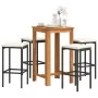 Gartentisch und Hocker 5 Stück Akazienholz PE Rattan schwarz von , Gartensets - Ref: Foro24-3295270, Preis: 230,89 €, Rabatt: %
