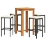 Gartentisch und Hocker 5 Stück Akazienholz PE Rattan schwarz von , Gartensets - Ref: Foro24-3295270, Preis: 230,89 €, Rabatt: %
