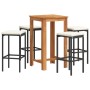 Mesa y taburetes de jardín 5 pzas madera acacia ratán PE negro de , Conjuntos de jardín - Ref: Foro24-3295270, Precio: 238,08...