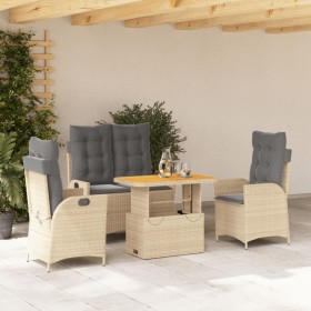 Set de comedor jardín con cojines 4 pzas ratán sintético beige de , Conjuntos de jardín - Ref: Foro24-3277491, Precio: 483,75...