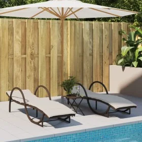 Tumbonas con cojines 2 unidades ratán sintético marrón by , Loungers - Ref: Foro24-3277308, Price: 273,25 €, Discount: %