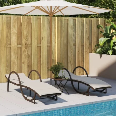 Tumbonas con cojines 2 unidades ratán sintético marrón by , Loungers - Ref: Foro24-3277308, Price: 273,25 €, Discount: %