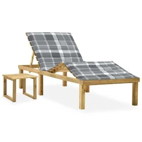 Garden lounger with impregnated pine wood table and cushion by , Loungers - Ref: Foro24-3065878, Price: 142,05 €, Discount: %