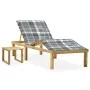 Garden lounger with impregnated pine wood table and cushion by , Loungers - Ref: Foro24-3065878, Price: 141,99 €, Discount: %