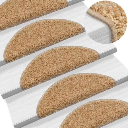 Stair tread carpets 15 units cream 56x17x3 cm by vidaXL, Stair mats - Ref: Foro24-133896, Price: 84,42 €, Discount: %