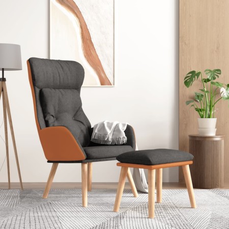 Sillón de relax con taburete tela y cuero sintético gris oscuro de , Sillones - Ref: Foro24-3097762, Precio: 134,96 €